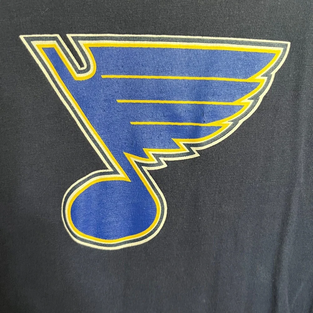 Reebok St Louis Blues NHL Long‎ Sleeve T-Shirt Boys XL  Navy Blue Yellow Hockey